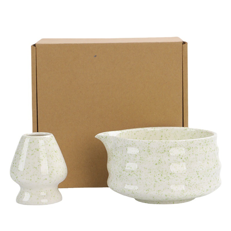 Japanese Style Kiln Change Series Matcha suit Tea Shuang Bai Benli Matcha Brush Matcha Bowl Tea Spoon Pink Green with Mouth