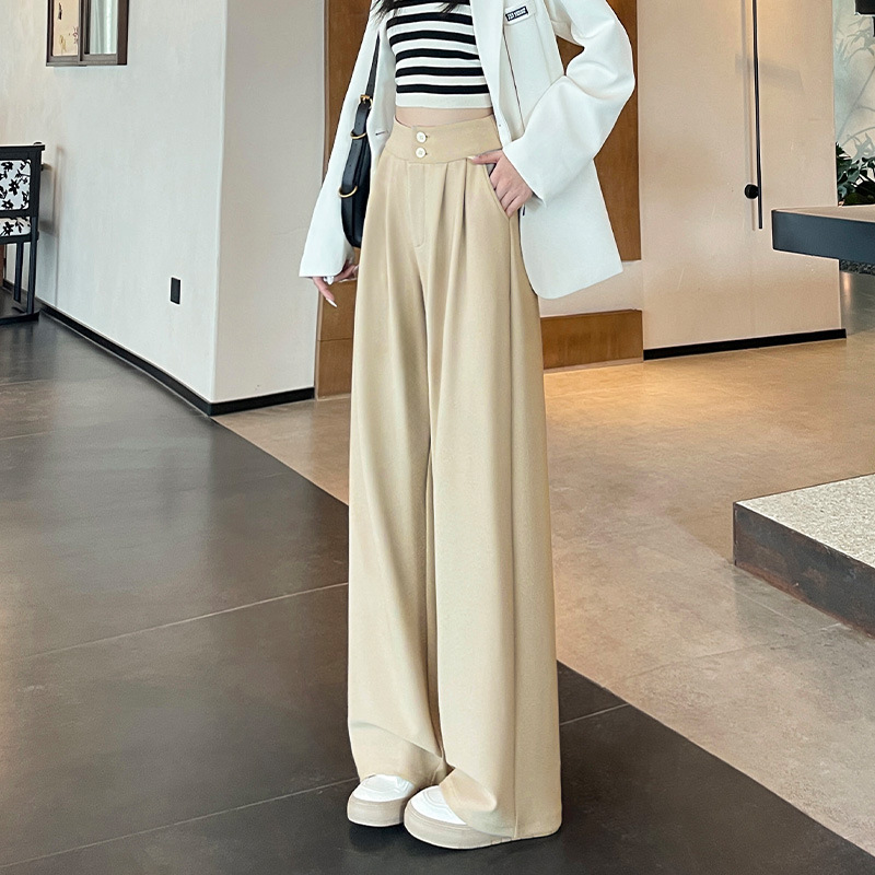 chubby girl plus size suit pants women's 2025 spring and autumn new loose slimming draped narrow version wide leg straight pants