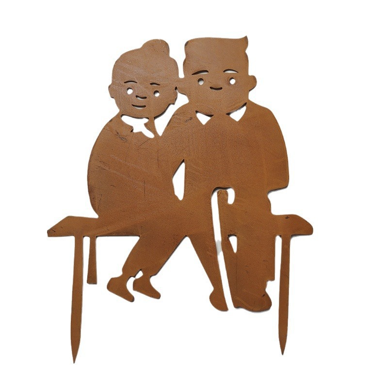 Cross border outdoor garden plug-in rusty animal silhouette courtyard floor flower pot wrought iron art decorations wholesale