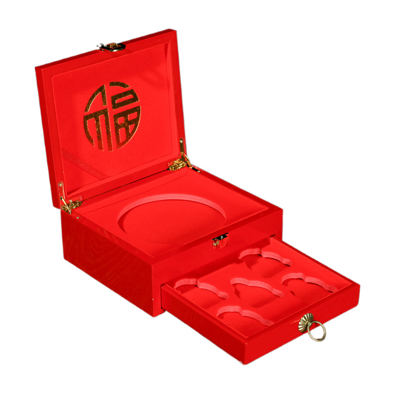 Factory Custom Commemorative Coin Gift Box Wooden Box Custom Flip Cover Badge Gift Box Wooden Medal Box Gift Packaging Box