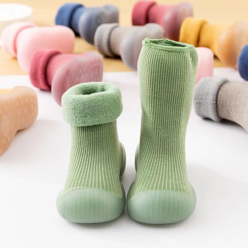 Baby Toddler Shoes Autumn and Winter Velvet Thickeneded Soft Sole Non-Slip Men's and Women's Baby Shoes Pure Cotton Floor Socks to Heattech