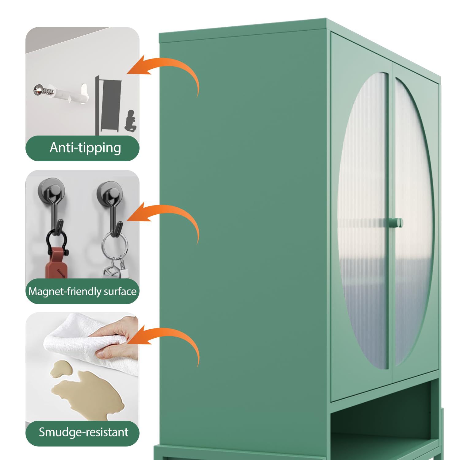 Kitchen and Dining Room Storage Cabinet Cream Fresh Style Storage Iron Cabinet Simple Acrylic Door Style Living Room Tea and Dining Side