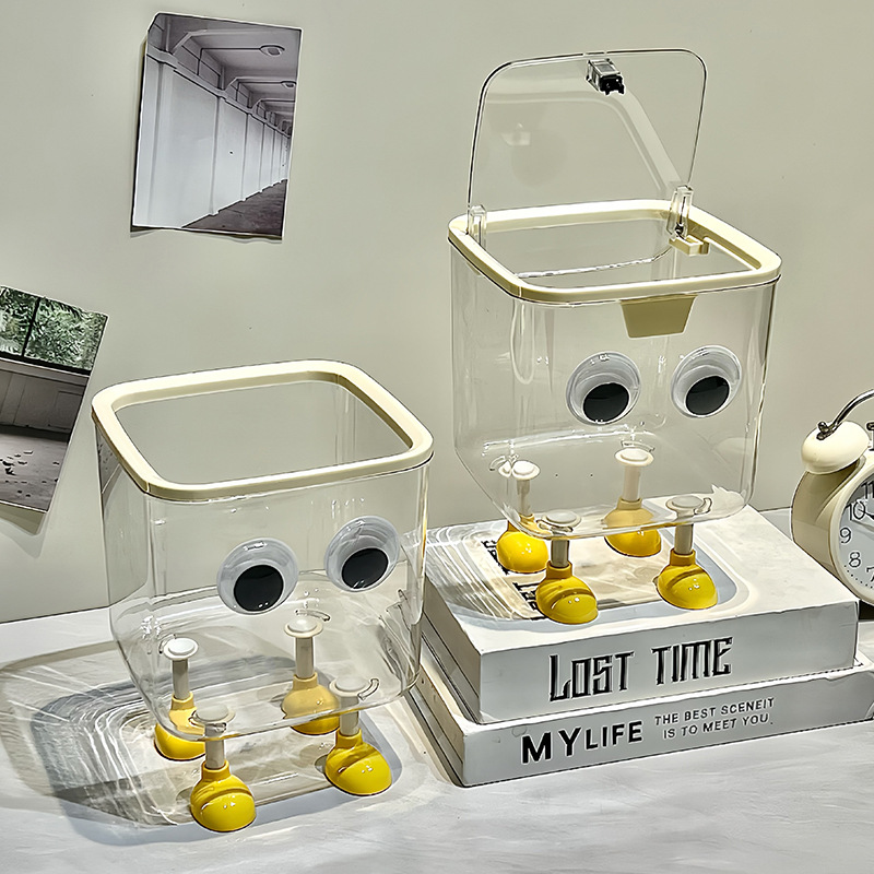 Милый прозрачный мусорный ведро для бумаги с крышкой, ведро для рабочего стола, для студентов, для общежитий и офисов