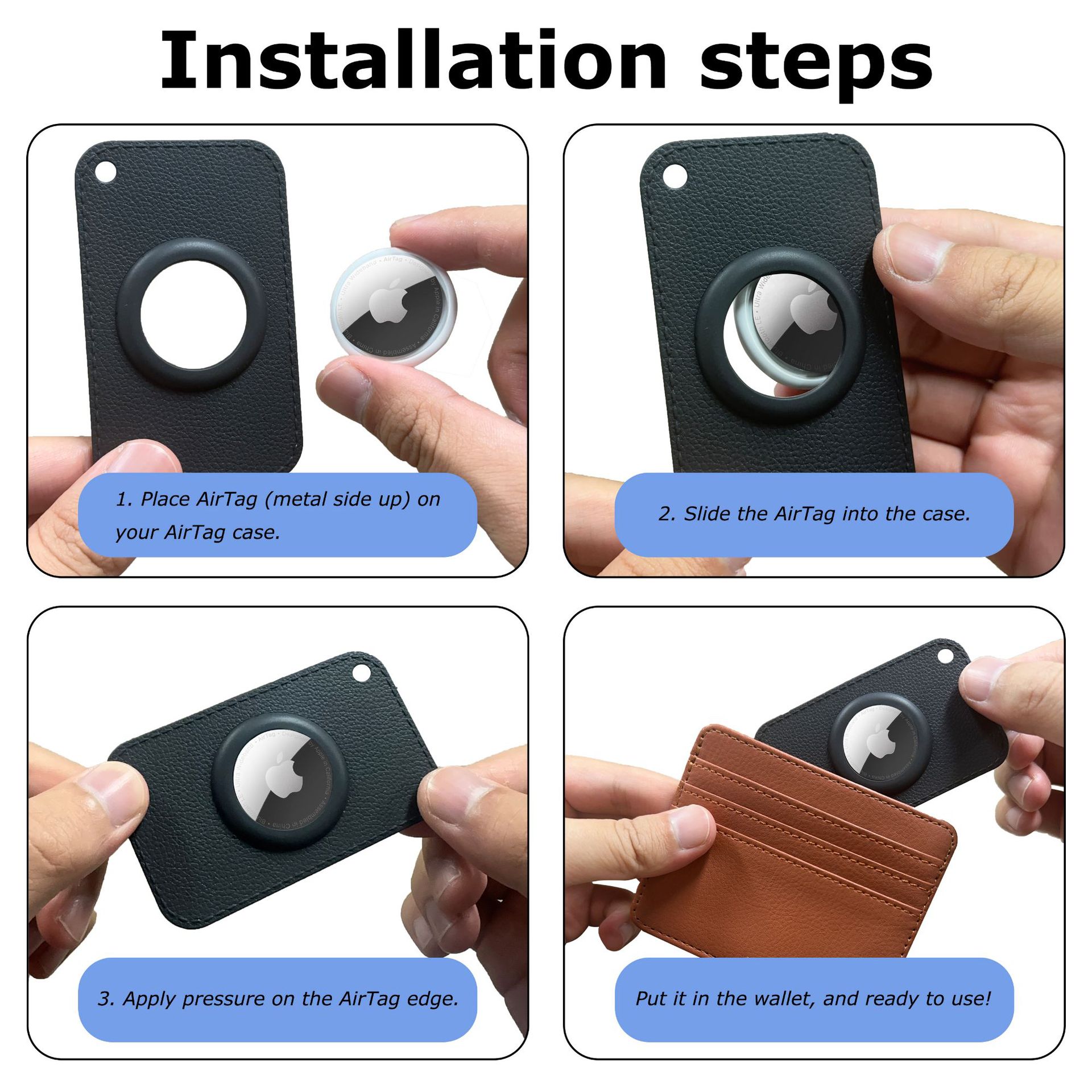 Suitable for Apple Airtag Card Protective Cover Apple Anti-Lost Device Leather Card Holder Soft Rubber Ultra-Thin Card Protective Cover