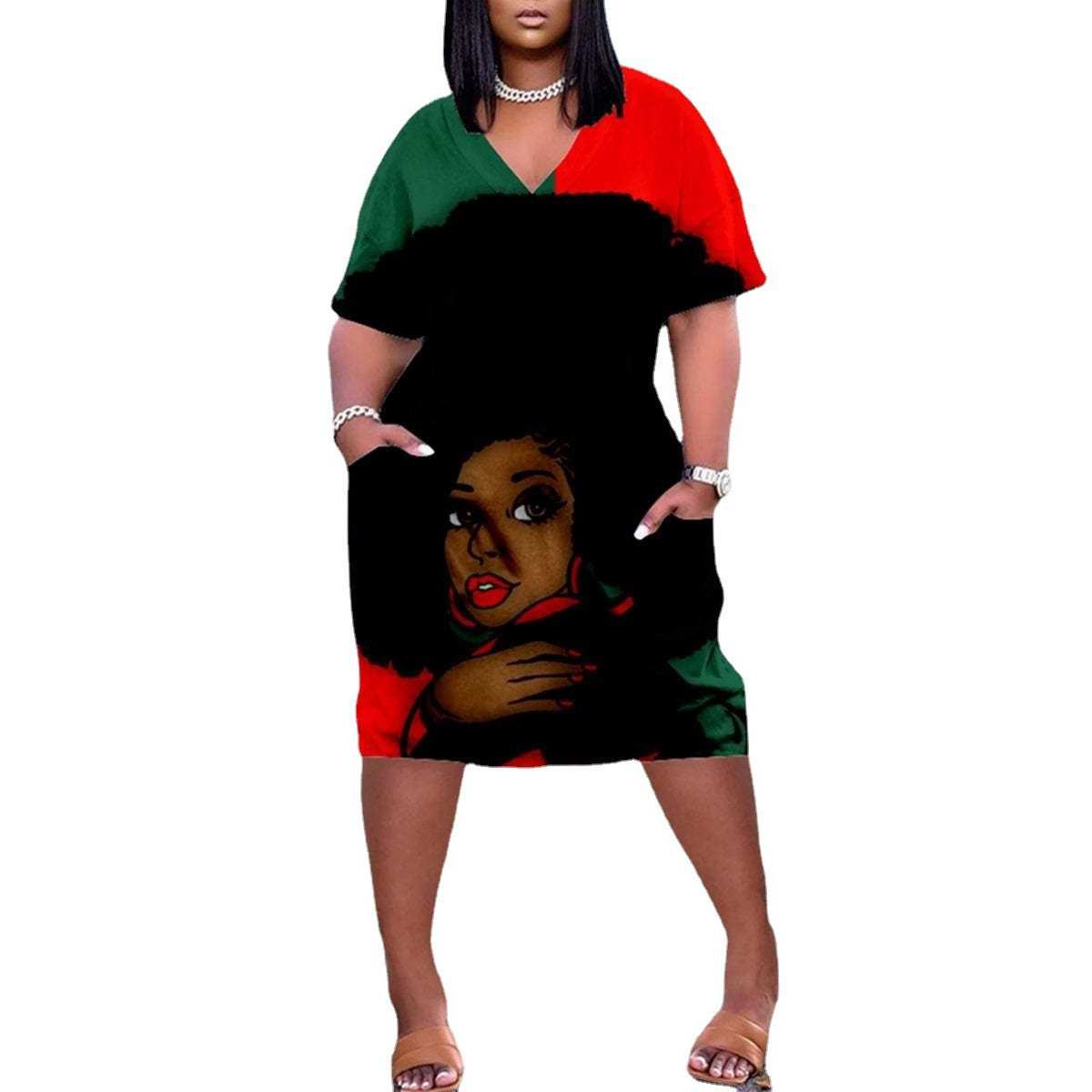 029 новое 3D печатное платье NFL модное женское платье свободного кроя европейское и американское с V-образным вырезом и средними рукавами большого размера