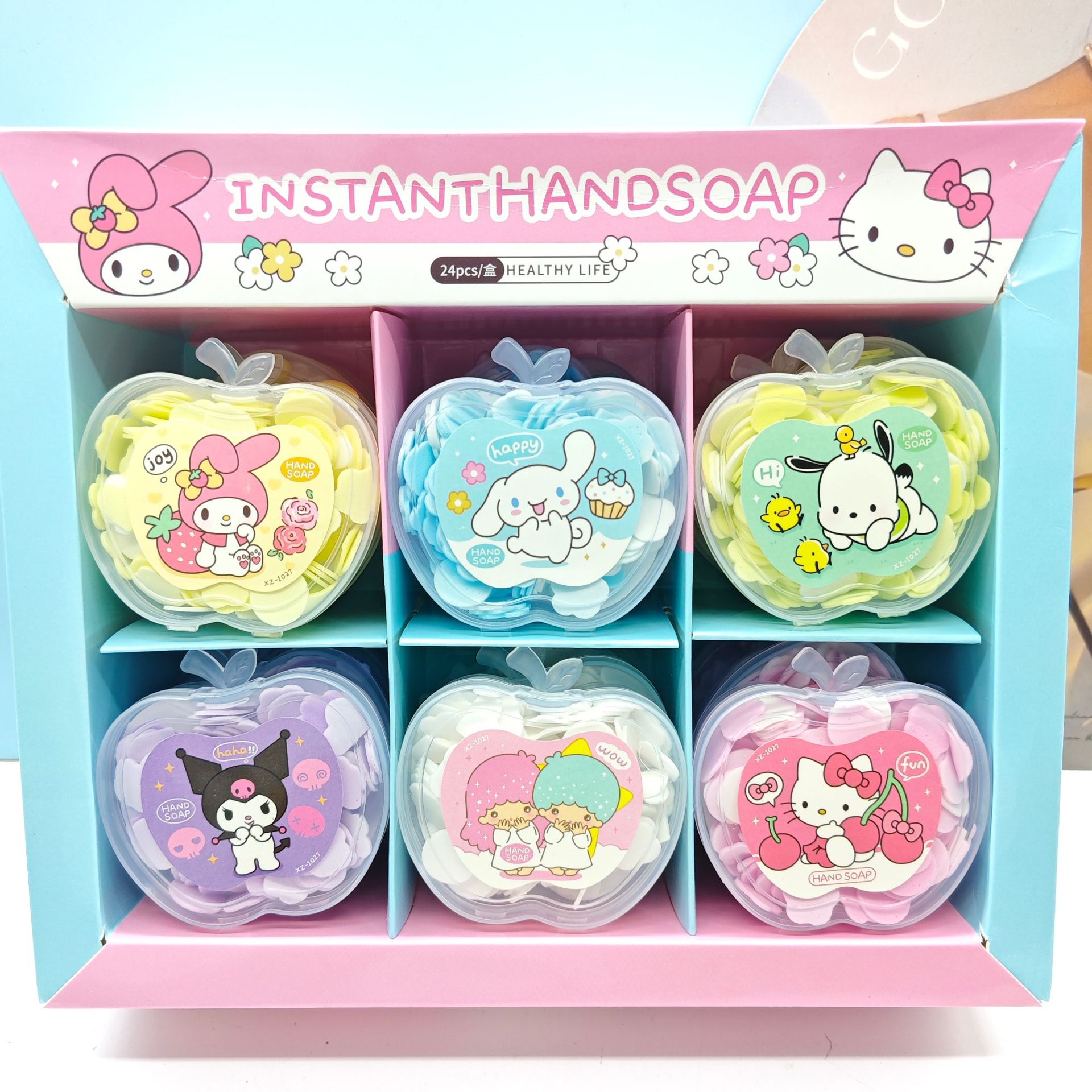 Anime Sanrio Apple Shape Soap Flakes Cute Portable Boxed Disposable Petal Cleaning Tablets Wholesale