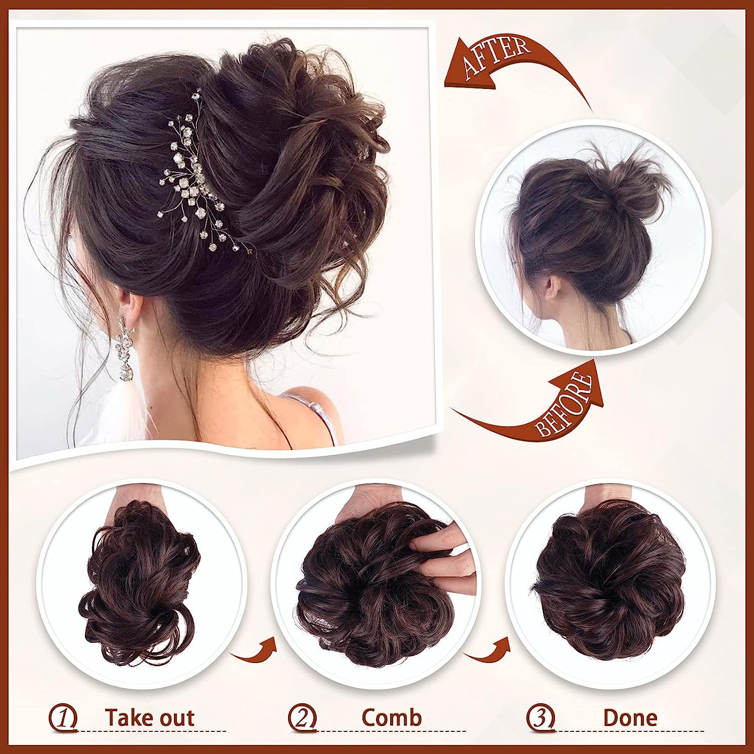 Fashionable Large Claw Clip Messy Bun Hairpiece for Women, European and American Cross-Border Wholesale