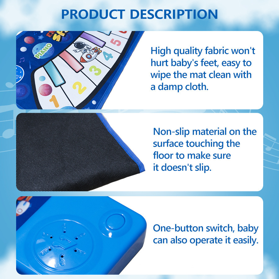 Cross-border New Products Children's Piano Mat Baby Early Childhood Education Music Toys Pedal Music Piano Parent-Child Interactive Science and Education Toys