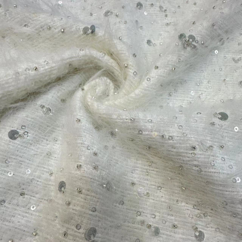Manufacturer Supplies Tweed Fabric with Gold Thread Embroidery for Jackets and Dresses in Autumn and Winter
