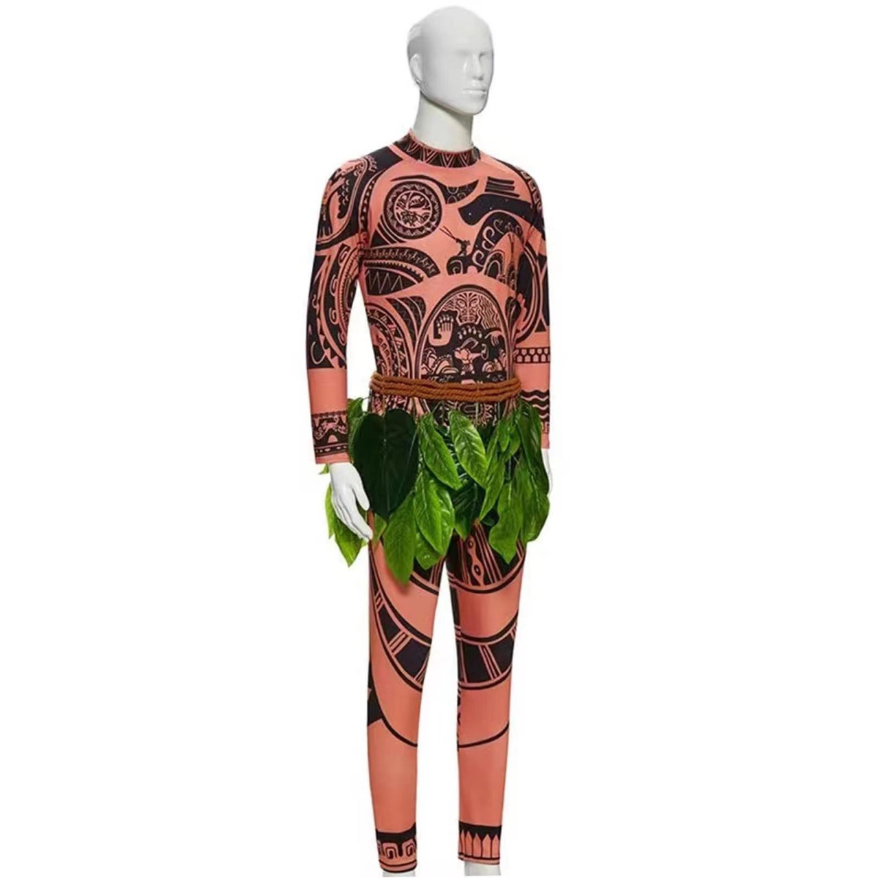 Maui Tattoo T-Shirt Pants Halloween Adult Men Women Cosplay Costume Wig Set