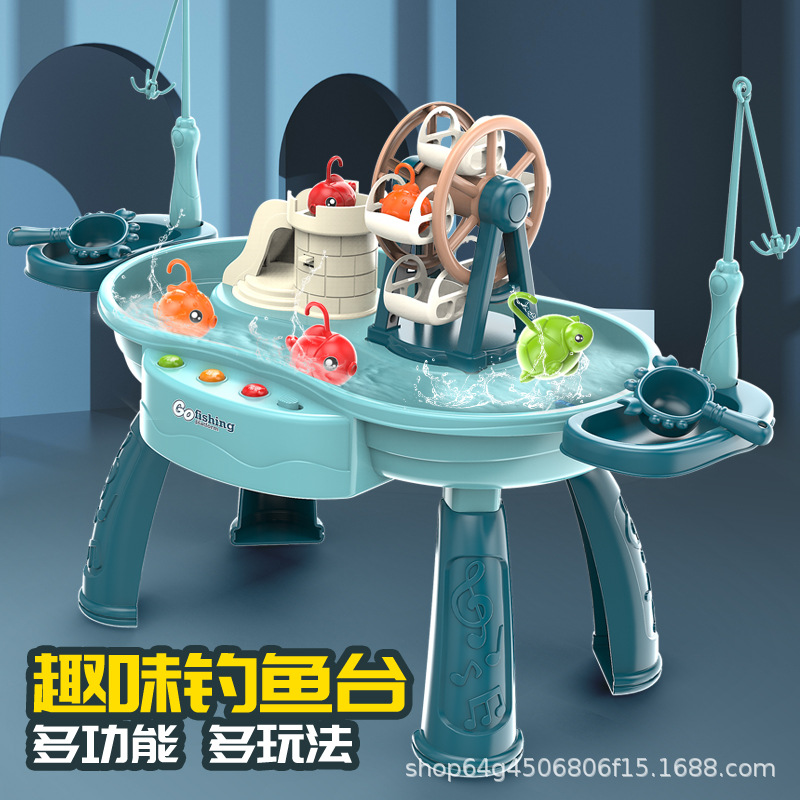 Cross-Border Hot Selling Kidsren's Fishing Toys Water Electric Rotating Music Early Education Function Fishing Pool Family Interaction