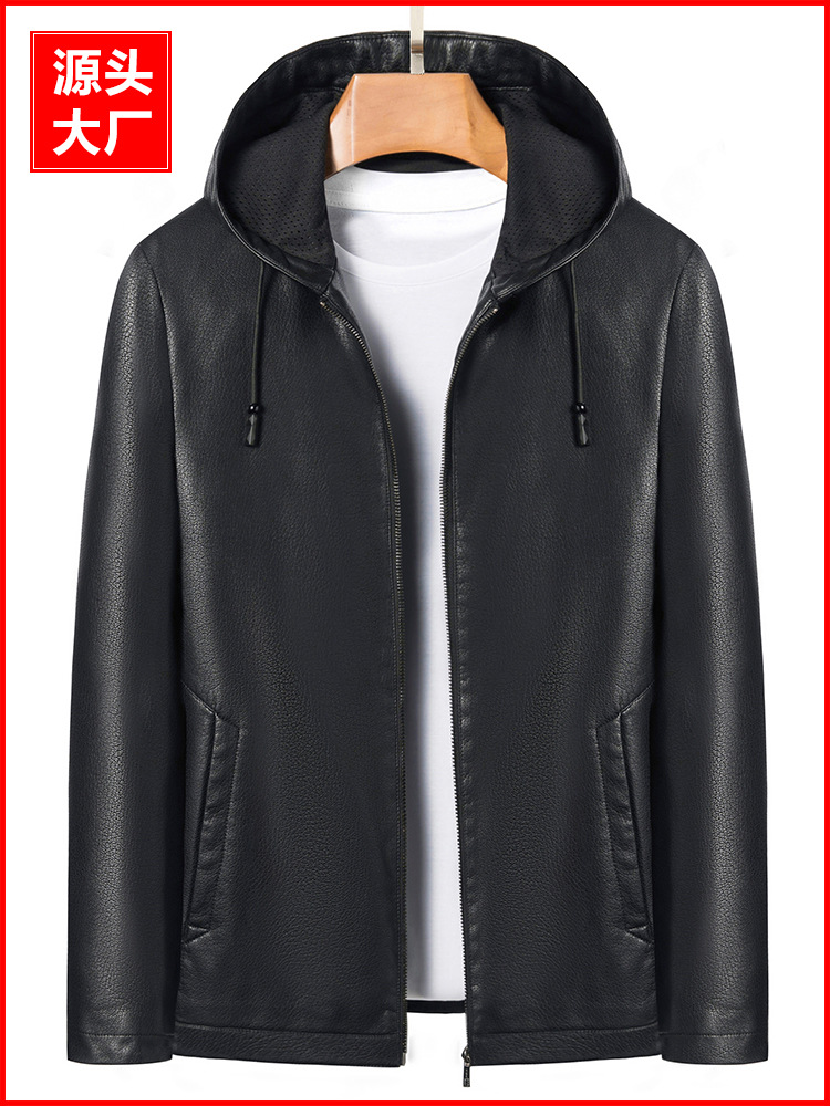 Innoobani | Куртка из экокожи с капюшоном для мужчин осень и зима | Тонкая и толстая на выбор 2261