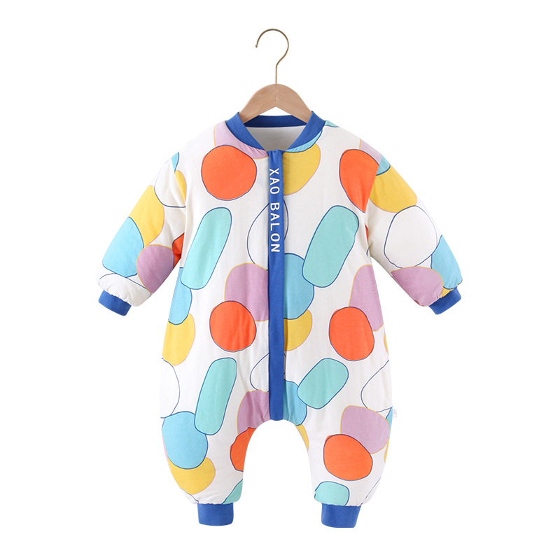 Class A baby quilted super cute 16-color jumpsuit children's sleeping bag autumn and winter zipper split leg thickened