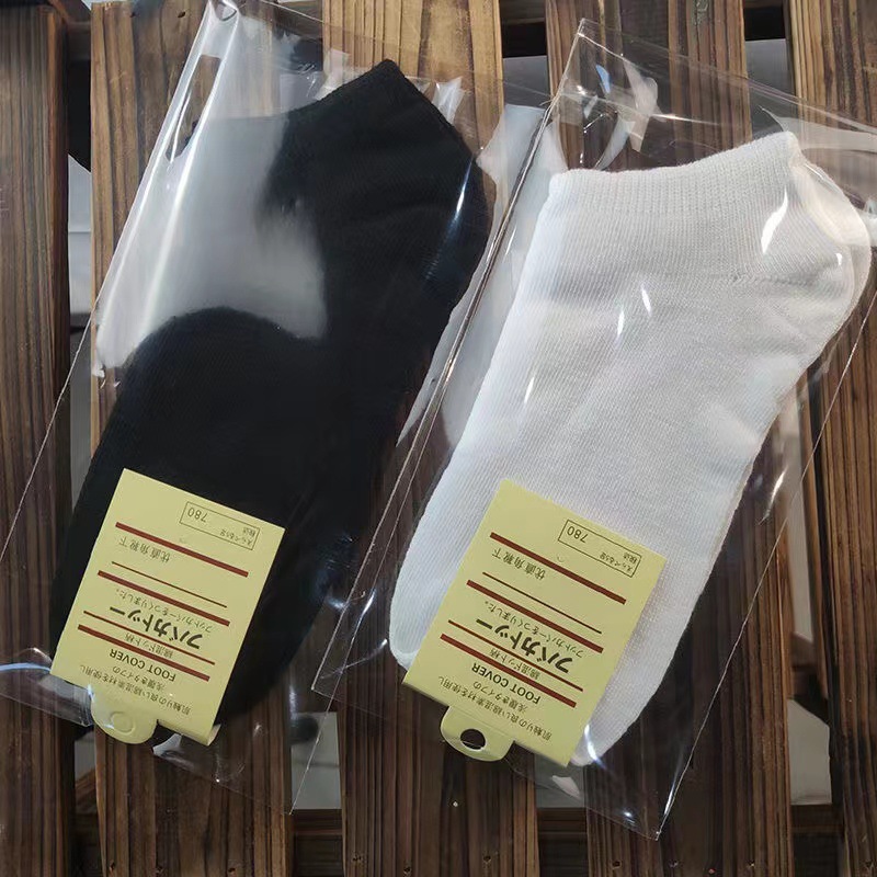 in stock Black and White Grey Independent Packaging Disposable Socks Casual Boat Socks Men and Women Socks Stall Stocking Polyester Cotton Cheap Socks
