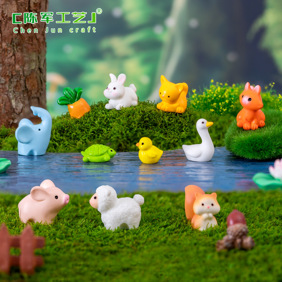 Мох, микро-ландшафт, креативные милые маленькие животные, лягушка, маленькая желтая утка, куклы, миниатюрные украшения