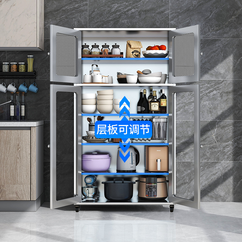 Stainless Steel Kitchen Cupboard Multi-Functional Cabinet Household Multi-Layer Pot Storage Cabinet Sideboard Removable Storage Cabinet