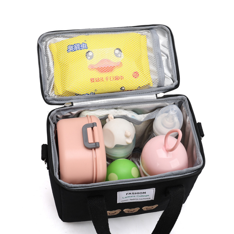 Korean Style Small Portable Mommy Bag Thermos Cute Bear Bottle Diaper Storage Bag Shoulder Crossbody Mommy Bag