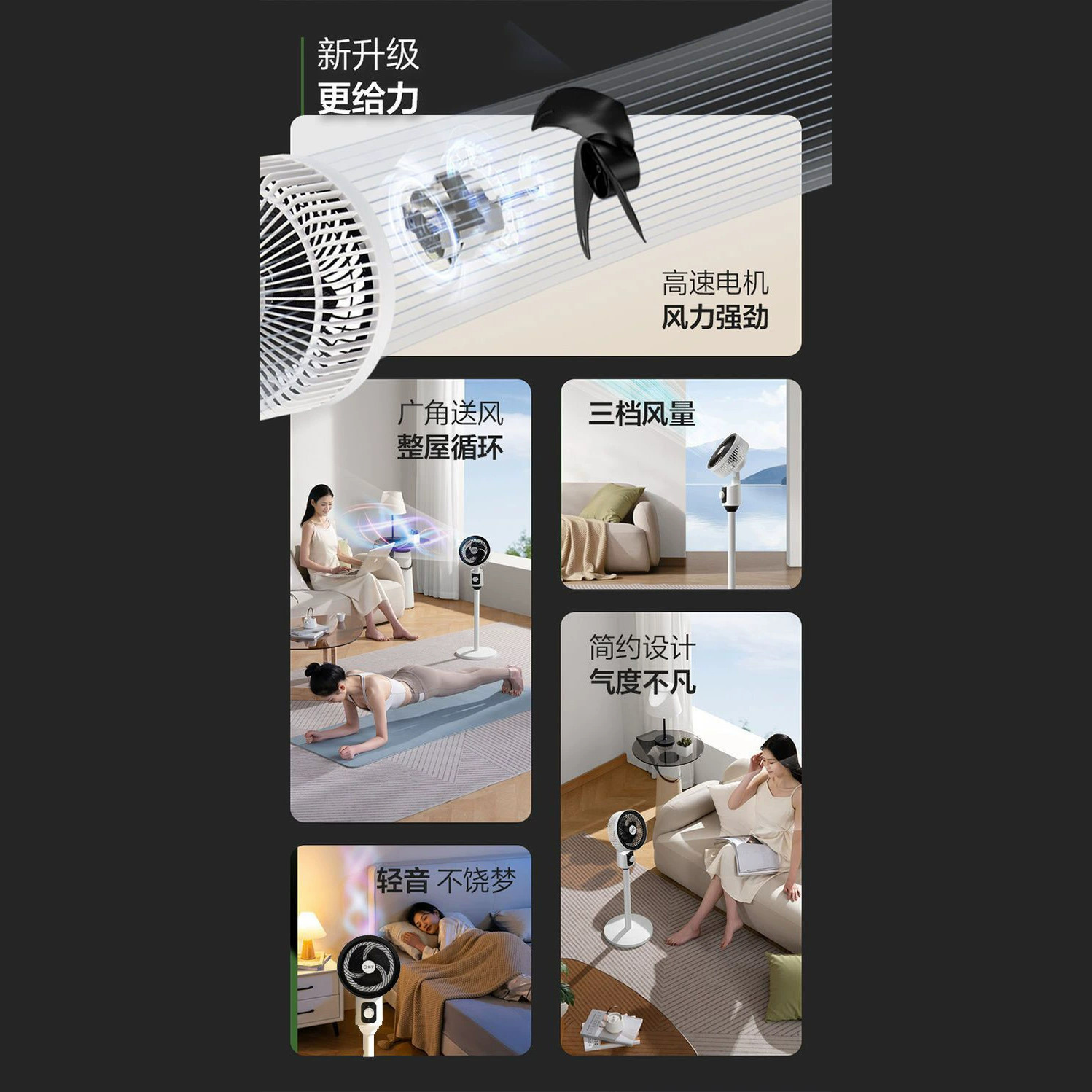 New Air Circulation Fan, Dual-Purpose Silent Electric Fan, Household Floor Fan, Shaking Head Circulation Air Fan