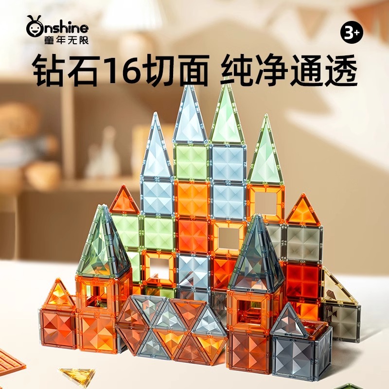 onshine children's nature magnetic film 4D color window puzzle building blocks assembled car changeable magnetic building blocks toys