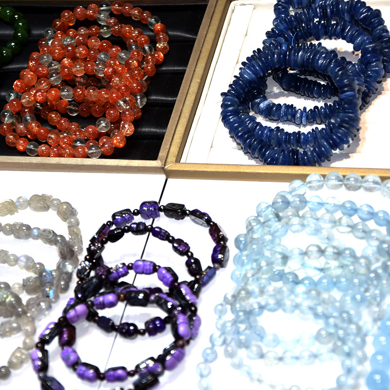 Hongyunlai Crystal Tourmaline Peter Stone Amethyst Stone Ruby Color Rabbit Hair Fashion Simple Bracelet Bracelet Pendant