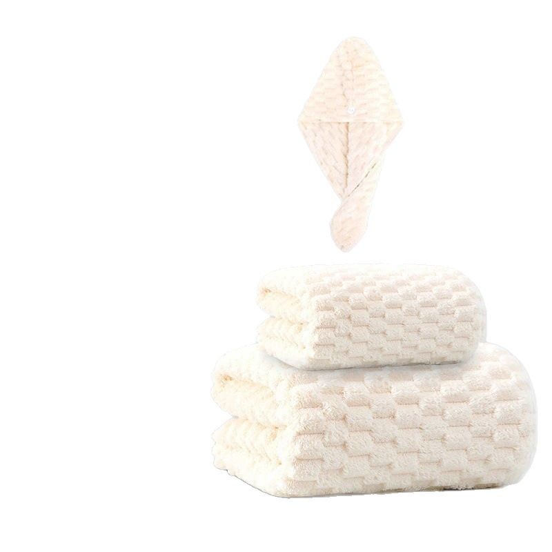 Bath Towel, Hair Drying Cap, Three-Piece Set, Cloud Velvet, Couple's Household Use, Soft Adult Bathing, Technological Cloud Velvet Feel