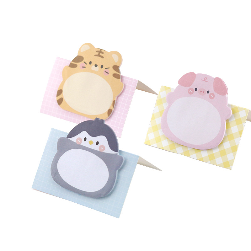 Korean Cute Cartoon Animal Sticky Notes Creative Animal Standing Message Memo Sticky Notes Can Be Customized with Logo