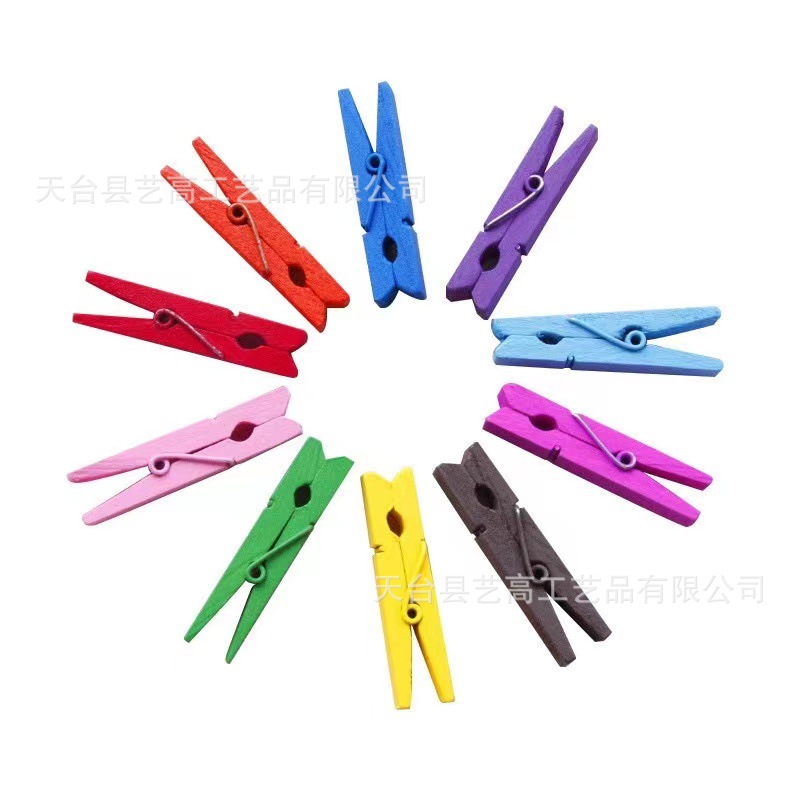 Mini color wooden clip cartoon home decoration photo wooden clip DIY handmade small wooden clip wooden crafts