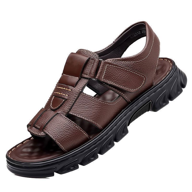[Factory Outlet] 2025 Summer New Explosions Men's Sandals Thickened Rubber Sole Middle-aged Dad Beach Shoes