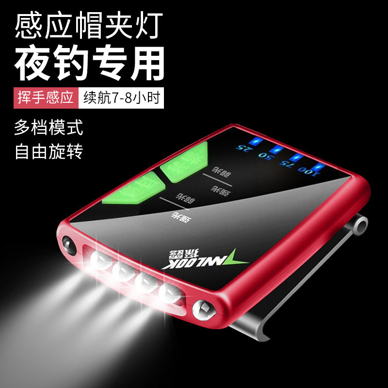 Fishing induction headlight night fishing rechargeable super bright LED cap lamp brim head-mounted waterproof night fishing light fishing gear