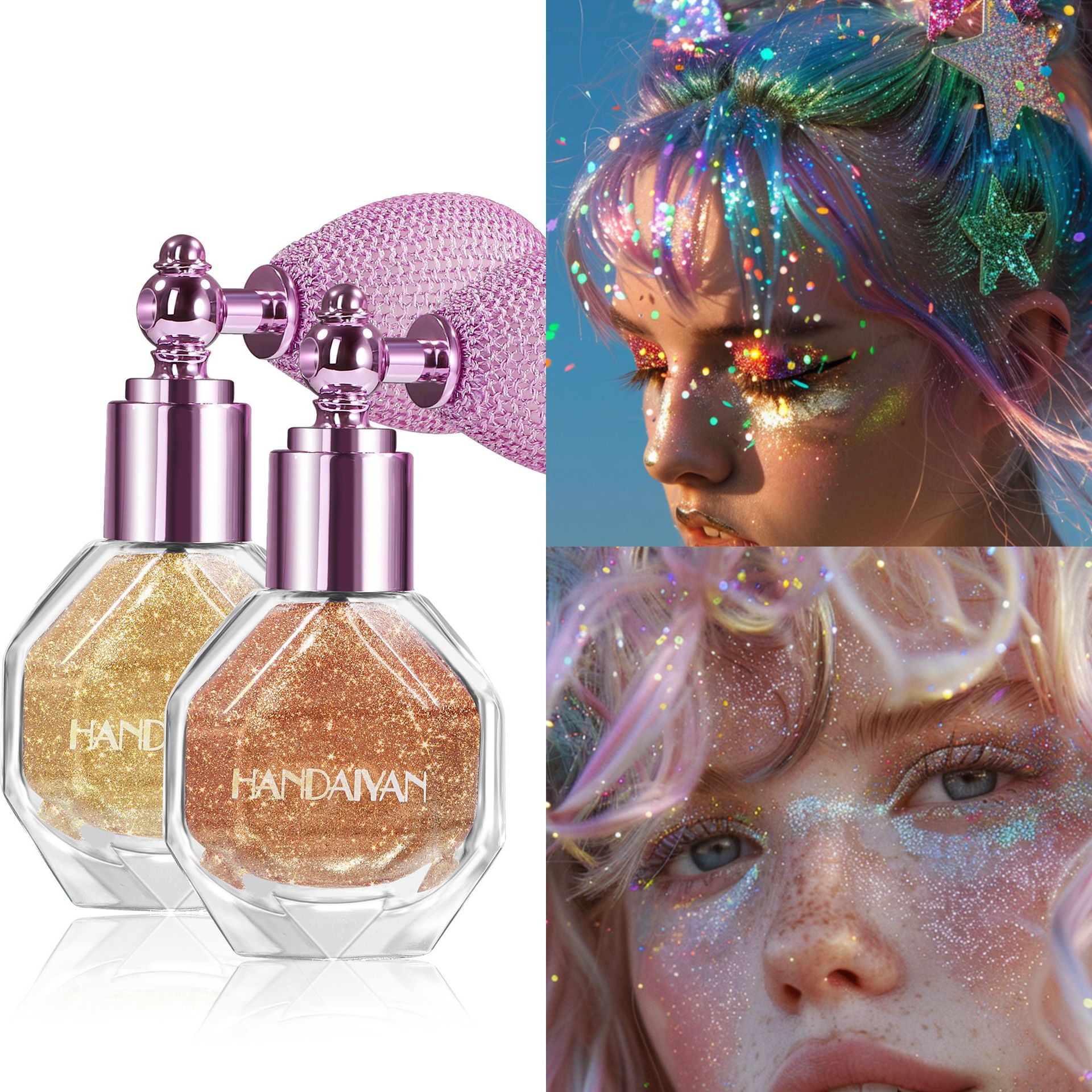 Cross-border high-gloss spray body glitter HANDAIYAN high-gloss spray glitter spray bottle high-gloss air bag spray bottle