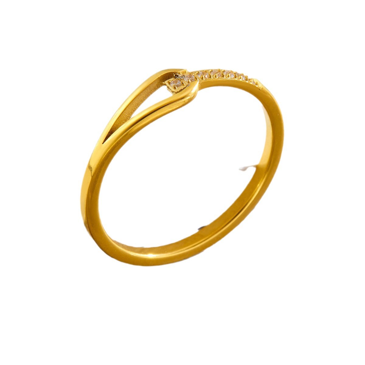 Niche Design Geometric Diamond Ring Water Drop Hollow Titanium Steel Color-free All-match Fashion Claw Set Index Finger Ring for Women