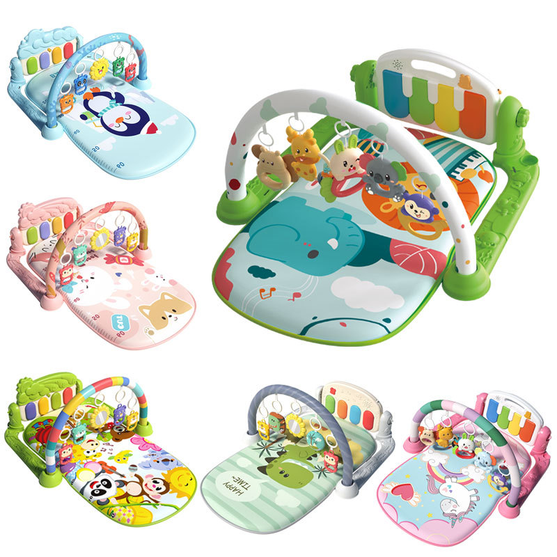 Cross-Border Customized Baby Fitness Rack Toys 0-6 Months Newborn Baby Music Pedal Piano Climbing Mat Toys