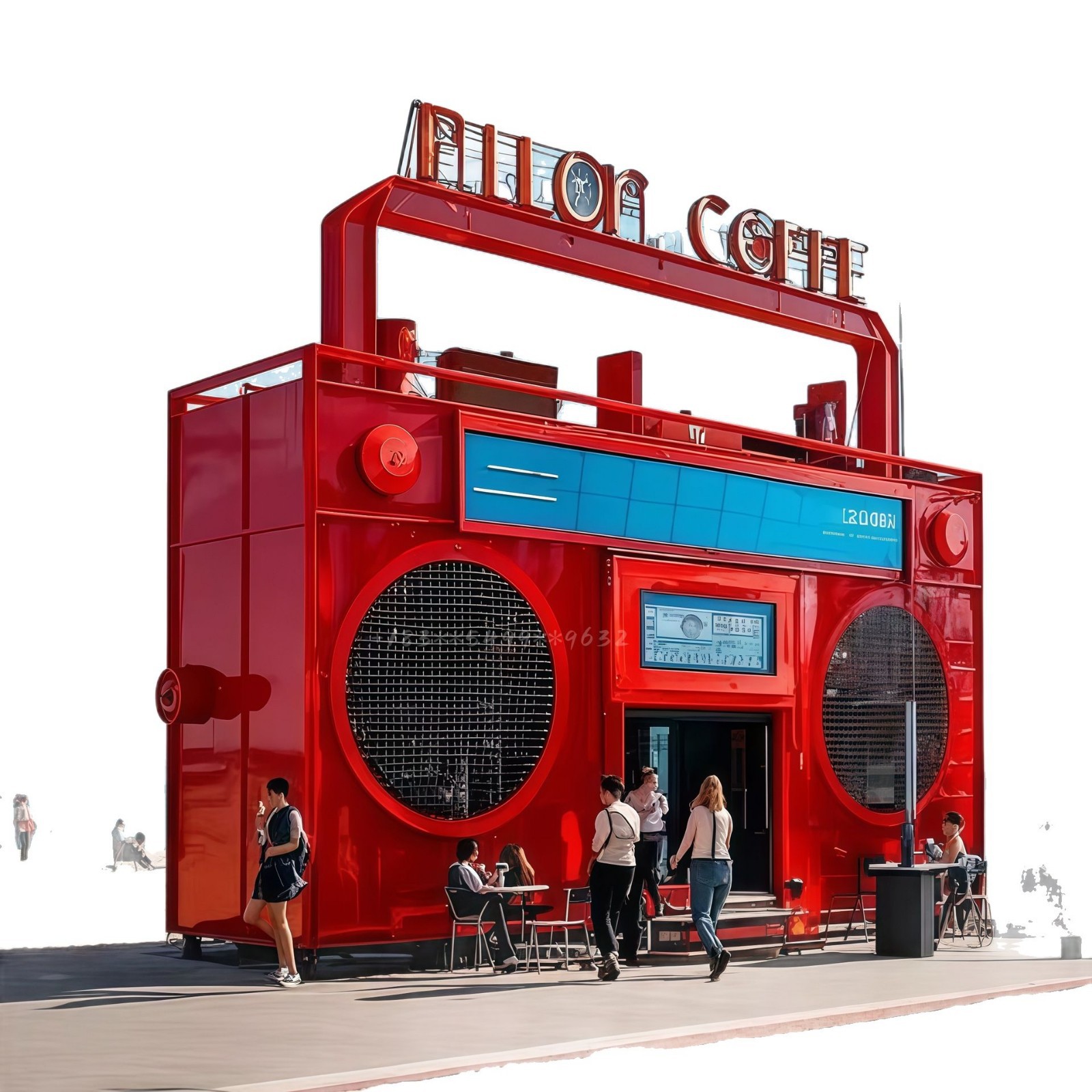 Large-scale retro tape recorder outdoor scenic spot net red clock cafe restaurant landscape sales shops catering shops