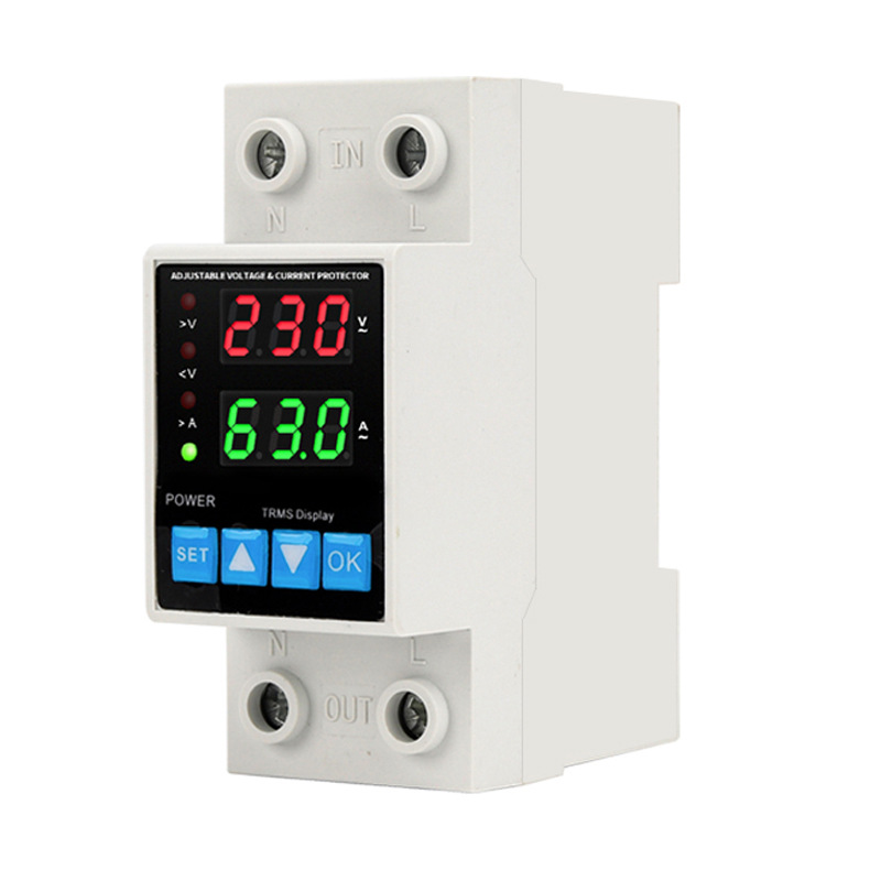 Cross-border dual-display over-under-voltage protector 63A adjustable voltage protector Voltage VA Protector-CE