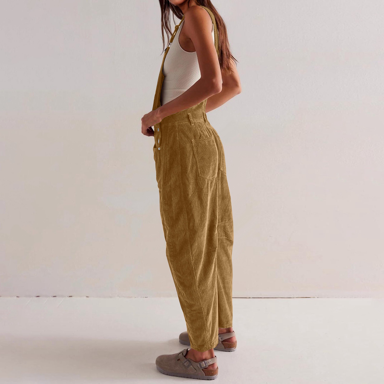 Amazon independent station Europe and the United States cross-border autumn and winter new corduroy overalls women's fashion loose jumpsuit women