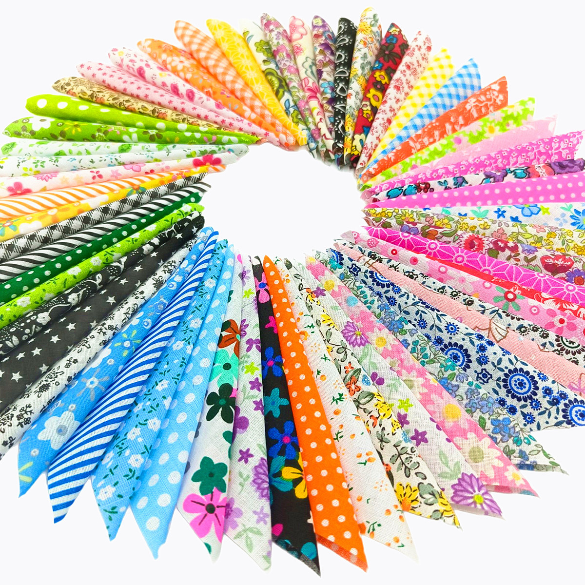 50/60/70/100 Pieces of Pure Cotton Printed Handmade Patchwork Fabric DIY Patchwork Fabric Set Pure Cotton Plain Small Floral