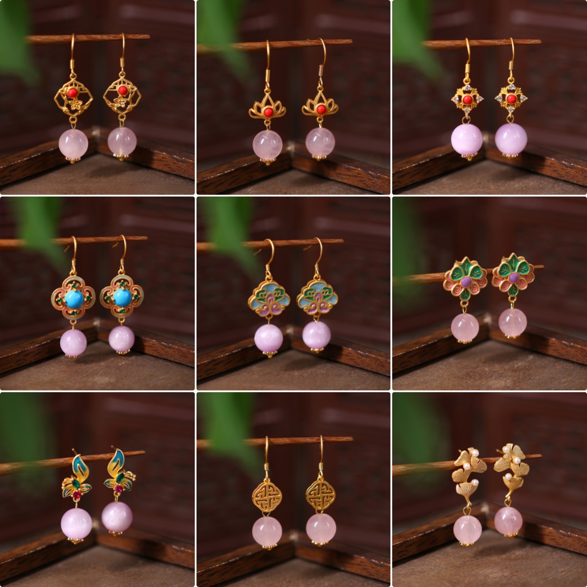 Серьги из натурального кристалла, оригинальные ручные серьги в национальном стиле, ретро-китайский стиль, легкий люкс оптом