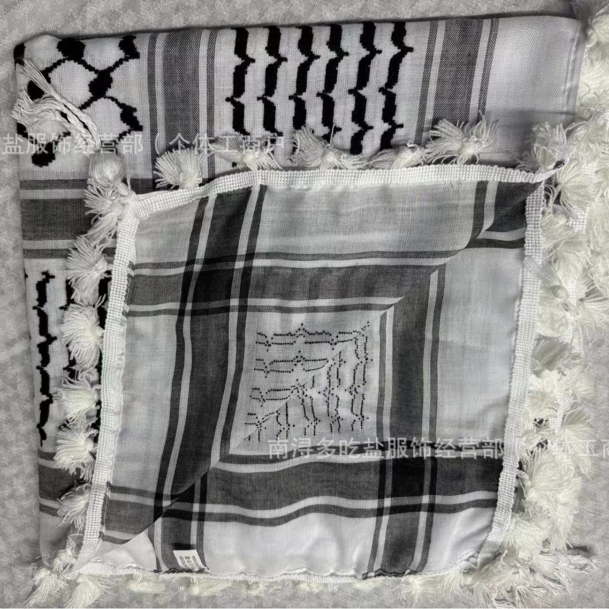 Middle Eastern Arabic Lace Headscarf Jacquard Cotton Ball Red and Black Double Knot Dubai Muslim Scarf Yemeni Embroidery