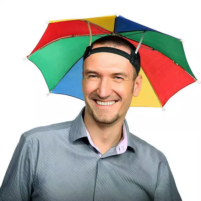 Цветной зонт-шляпа 53 см, уличный, радужный, арбузный