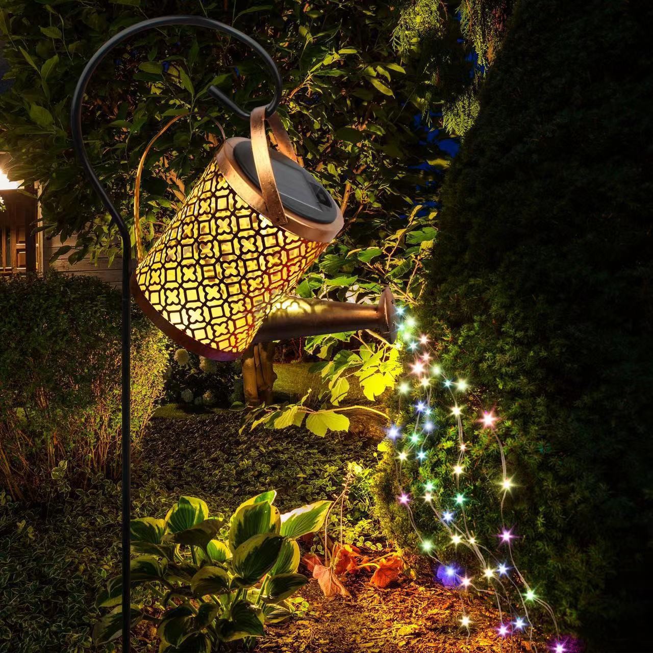 temu new fairy ground plug solar kettle lights flowing water flashing small size kettle lawn lights decorative lighting