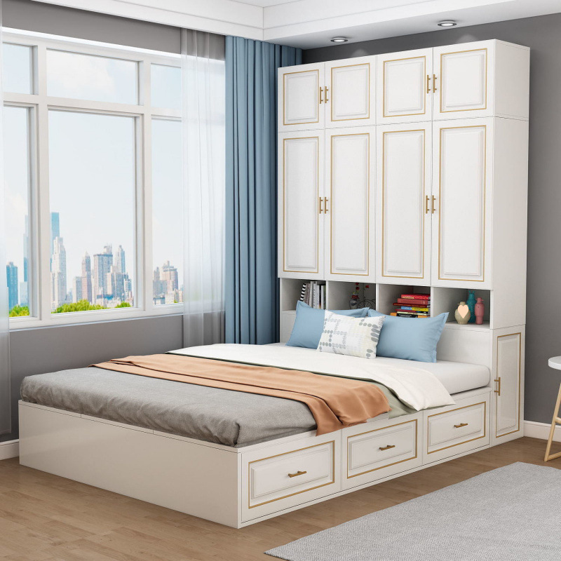 Wardrobe Bed, Tatami Bed, Cabinet, Integrated Small Apartment Bed, Space-Saving, Multi-Functional Cloakroom, Children's Combination Desk Bed
