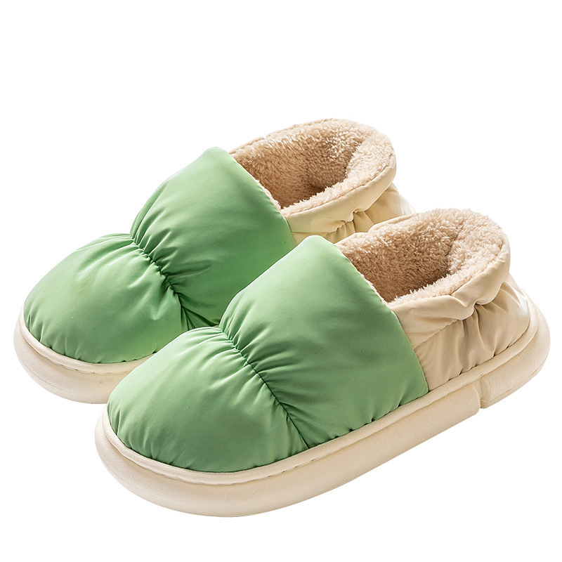 Down Cotton Slippers All-Inclusive Winter Fleece-Lined Waterproof Anti-Slip Cotton Slippers for Men at Home to Keep Warm and Feel Like Stepping on Shit Snow Boots for Women