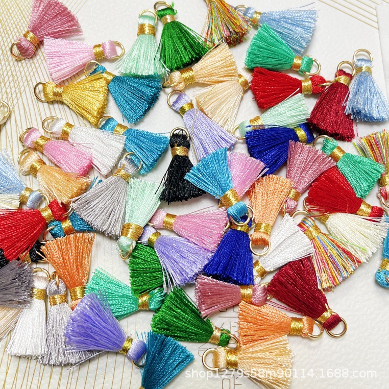 Multicolor 2CM Silk Belt Ring Small Tassel Mini Hanging Ear Jewelry Hi Box Fan Accessories DIY Material Bag