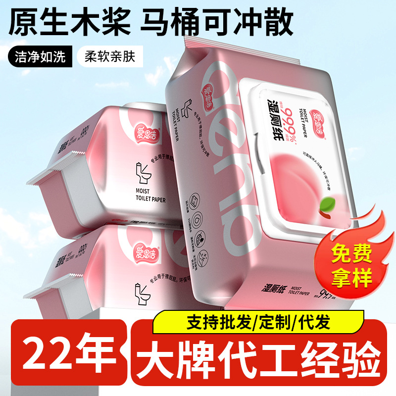 Lovable wet toilet paper family affordable 80 large bags of household wet toilet paper towel wet towel paper wipe bottom wholesale