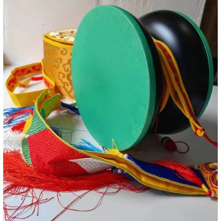 Nepal Handmade Round Hand Drum Oak Drum Sheepskin Soft Hammer Xizang-style Hand Drum Giving Drum Set Big Drum Black