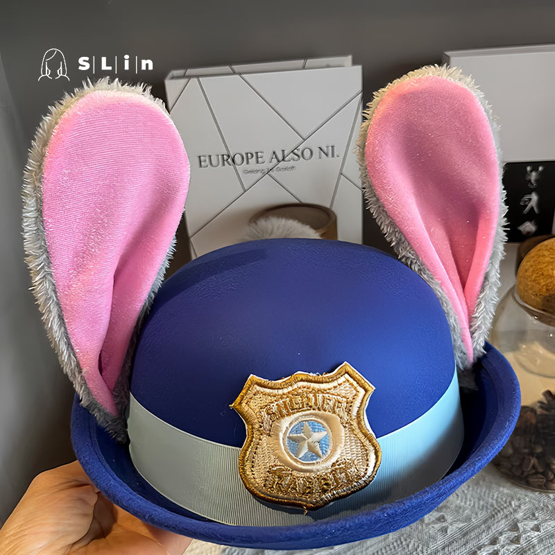 Judy Rabbit Dome Children's Top Hat Zootopper Rabbit Police Officer Hat Adult Hair Accessories Headwear Sunhat