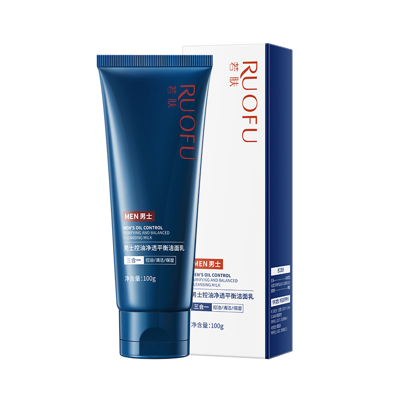 Ruofu Men's Refreshing Oil Control Purifying Balancing Facial Cleanser Cleans Pores Amino Acid Facial Cleanser Boys Skin Care Products