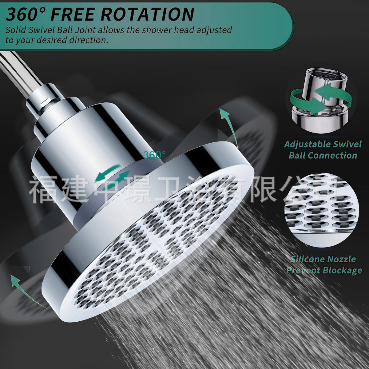 Amazon American Concealed Shower Top Spray 6inch Supercharged Filter Electroplated Nozzle Round Bathroom Shower Head