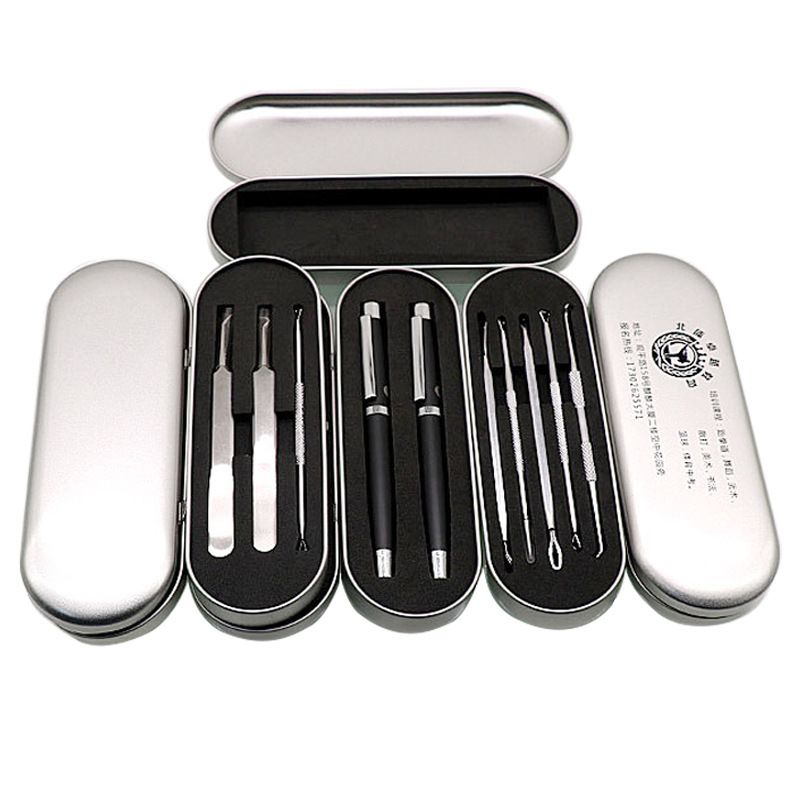 in stock Rectangular Visible Ear Pulling Spoon Tinplate Box Tweezers Iron Box Ear Picking Tool Flip Acedo Needle Iron Box