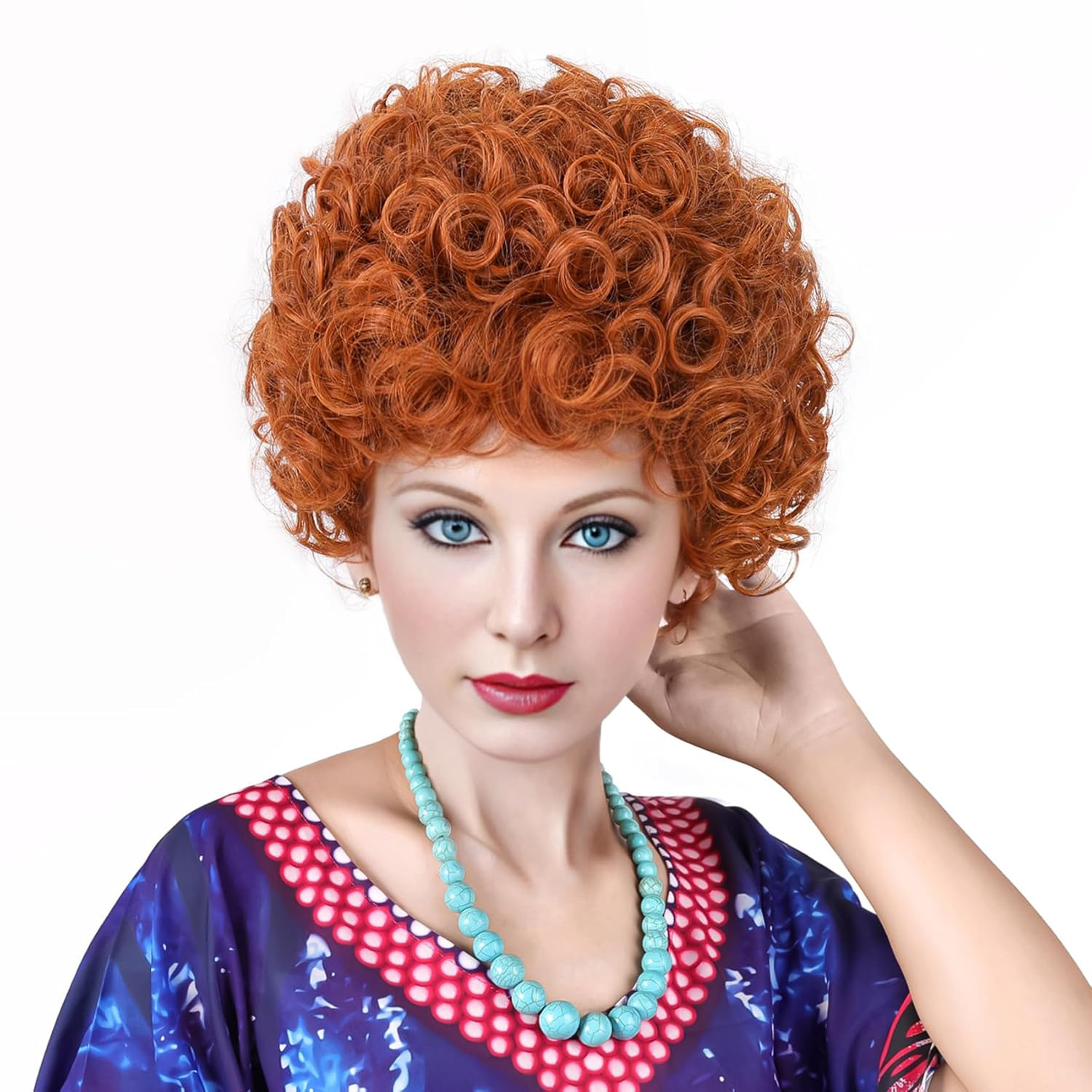 orange red halloween wig mrs roper housewife lady helen rob dress up wig